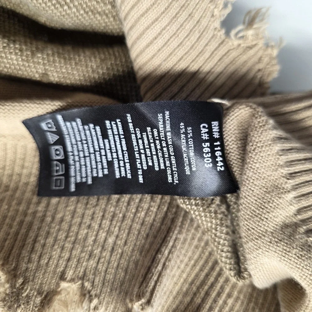 Broken Promises Embrace‎ Skeletons Distressed  Sweater Tan/Brown Small Skater